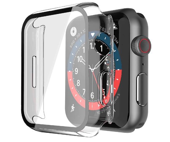 Misxi 2 Pack Hard PC Case with Tempered Glass Screen Protector Compatible with Apple Watch Series 7 45mm, Ultra-Thin Scratch Resistant Overall Protective